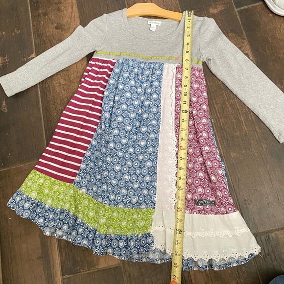 Girls Long Sleeve Paisley Heart and Eyelet Lace Dress - Size Lg 6yrs - Picture 2 of 6